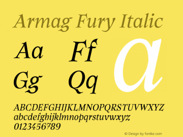 Armag Fury Italic Version 1.000;hotconv 1.0.109;makeotfexe 2.5.65596图片样张