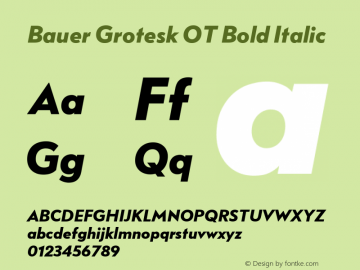 Bauer Grotesk OT Bold Italic Version 7.700, build 1040, FoPs, FL 5.04图片样张