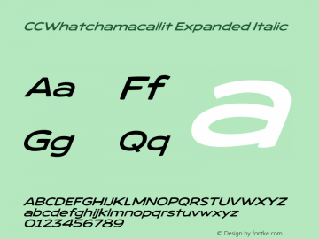 CCWhatchamacallit Expanded Italic Version 1.000;hotconv 1.0.109;makeotfexe 2.5.65596图片样张