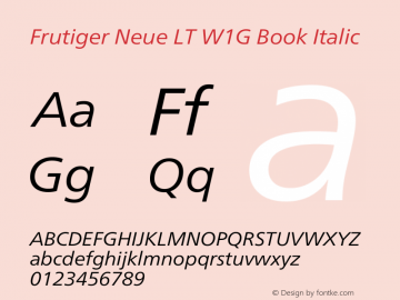 Frutiger Neue LT W1G Book Italic Version 1.20图片样张