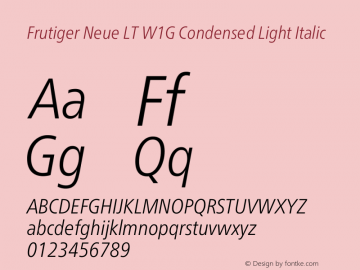 Frutiger Neue LT W1G Cn Light Italic Version 1.20图片样张
