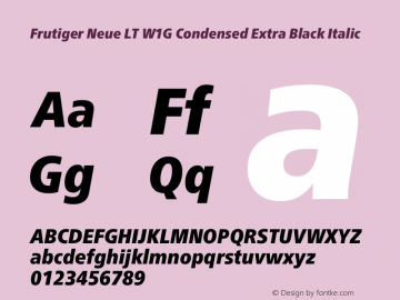 Frutiger Neue LT W1G Cn XBlack Italic Version 1.20图片样张