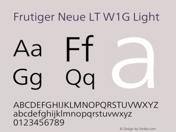 Frutiger Neue LT W1G Light Version 1.20图片样张