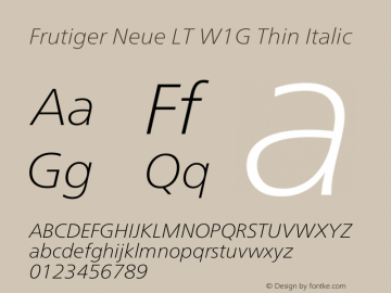 Frutiger Neue LT W1G Thin Italic Version 1.20图片样张