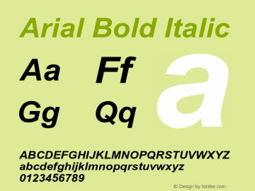 Arial-BoldItalic Version 5.00a图片样张
