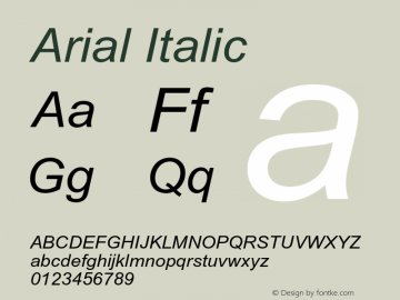 Arial-Italic Version 5.00a图片样张
