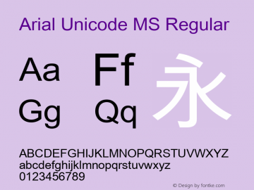 Arial Unicode MS Version 1.80图片样张