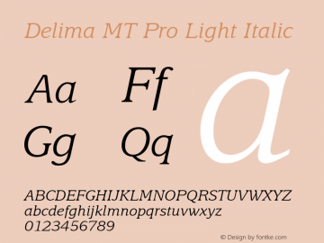 Delima MT Pro Light Italic Version 1.00 Build 1000图片样张