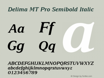 Delima MT Pro Semibold Italic Version 1.00 Build 1000图片样张