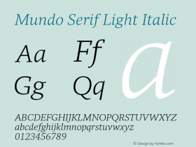 Mundo Serif Light Italic Version 1.00, build 10, s3图片样张