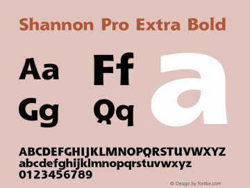 Shannon Pro Extra Bold Version 1.00 Build 1000图片样张