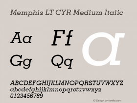 Memphis LT CYR Medium Italic Version 1.00 Build 1000图片样张