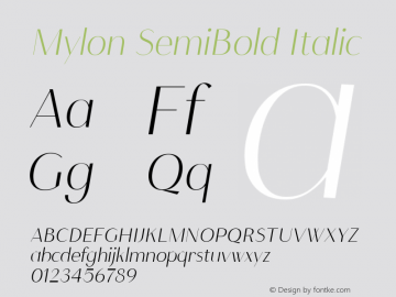 Mylon SemiBold Italic Version 1.000图片样张