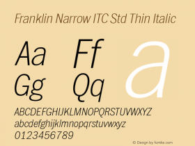 Franklin Narrow ITC Std Thin Italic Version 1.01图片样张