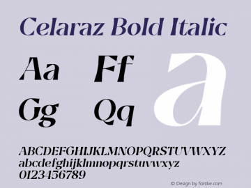 Celaraz Bold Italic Version 1.000;PS 001.000;hotconv 1.0.88;makeotf.lib2.5.64775图片样张