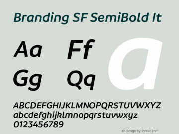 Branding SF SemiBold It Version 1.000;hotconv 1.0.109;makeotfexe 2.5.65596图片样张