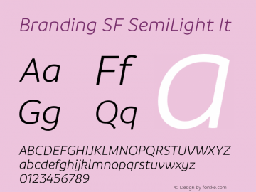 Branding SF SemiLight It Version 1.000;hotconv 1.0.109;makeotfexe 2.5.65596图片样张