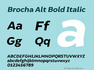 BrochaAlt-BoldItalic Version 1.000;PS 001.000;hotconv 1.0.88;makeotf.lib2.5.64775图片样张