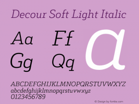 DecourSoft-LightItalic Version 1.000;PS 001.000;hotconv 1.0.88;makeotf.lib2.5.64775图片样张