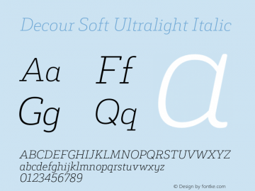 DecourSoft-UltralightItalic Version 1.000;PS 001.000;hotconv 1.0.88;makeotf.lib2.5.64775图片样张