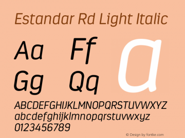 Estandar Rd Light Italic Version 1.000;PS 001.000;hotconv 1.0.88;makeotf.lib2.5.64775图片样张