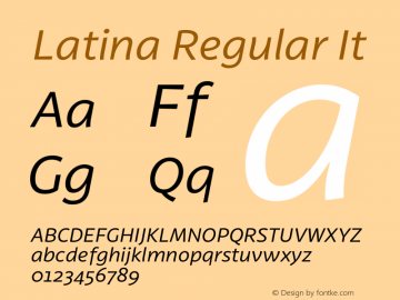 Latina Regular It Version 0.022;PS 000.022;hotconv 1.0.88;makeotf.lib2.5.64775图片样张