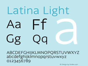 Latina Light Version 0.022;PS 000.022;hotconv 1.0.88;makeotf.lib2.5.64775图片样张