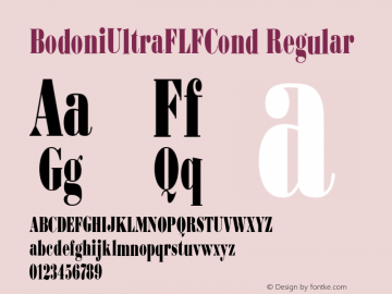 BodoniUltraFLFCond Regular 1.0 Font Sample