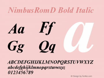 NimbusRomD Bold Italic Version 1.00图片样张