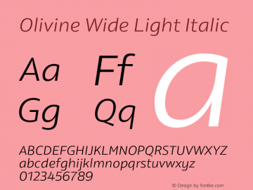 Olivine Wide Light Italic Version 1.000;PS 001.000;hotconv 1.0.88;makeotf.lib2.5.64775图片样张