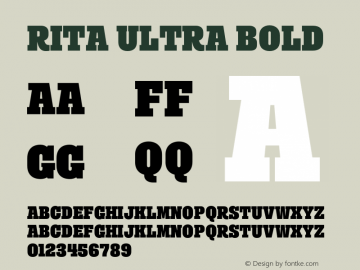 Rita Ultra Bold Version 1.000;PS 001.000;hotconv 1.0.88;makeotf.lib2.5.64775图片样张