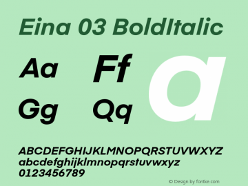 Eina03-BoldItalic Version 1.000图片样张