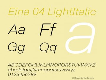 Eina04-LightItalic Version 1.000图片样张