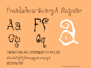 Freakshow-ScaryA Regular Version 1.00 Font Sample