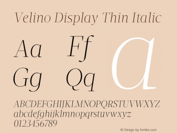 VelinoDisplay-ThinItalic Version 1.000图片样张
