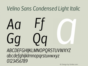 VelinoSansCondensed-LightItalic Version 1.000图片样张