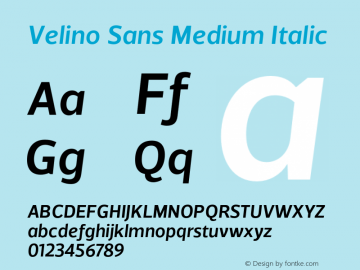 VelinoSans-MediumItalic Version 1.000图片样张