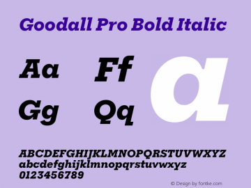 Goodall Pro Bold Italic Version 1.002图片样张