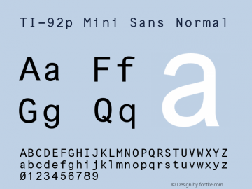 TI-92p Mini Sans Normal 1.0 Font Sample