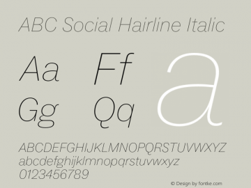 ABC Social Hairline Italic Version 1.000图片样张