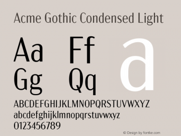 Acme Gothic Condensed Light Version 1.011图片样张