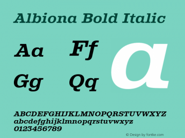 Albiona Bold Italic Version 2.000;PS 002.000;hotconv 1.0.88;makeotf.lib2.5.64775图片样张