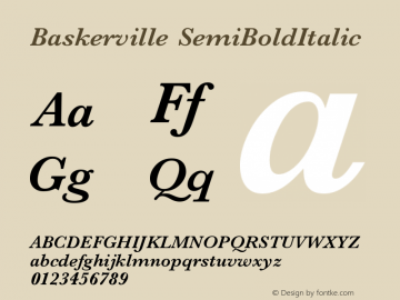 Baskerville SemiBoldItalic Version 1 Font Sample