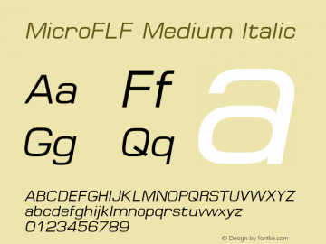MicroFLF Medium Italic 1.0 Font Sample
