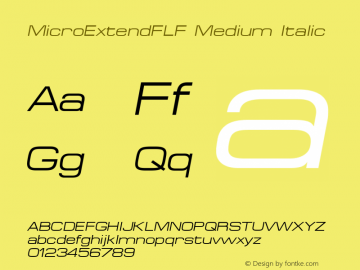 MicroExtendFLF Medium Italic 1.0 Font Sample