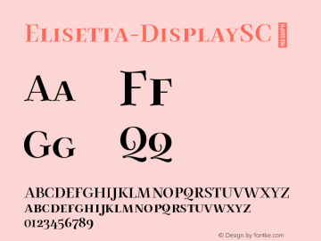 ☞Elisetta Display SC Version 1.000;PS 001.000;hotconv 1.0.88;makeotf.lib2.5.64775;com.myfonts.easy.sudtipos.elisetta.display-sc.wfkit2.version.51L9图片样张