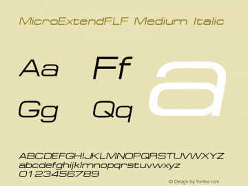 MicroExtendFLF Medium Italic 1.0 Font Sample