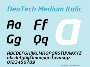 NeoTech Medium Italic Version 1.000;PS 001.001;hotconv 1.0.38图片样张