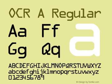 OCR A Regular 001.001 Font Sample