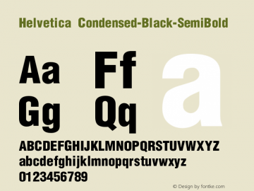 Helvetica Condensed-Black-SemiBold Version 001.000 Font Sample
